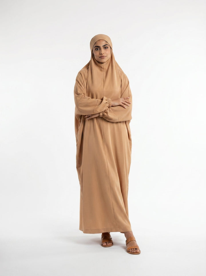 2 Piece Jilbab Set with Niqab – Caramel Gold - Abaya Elegance