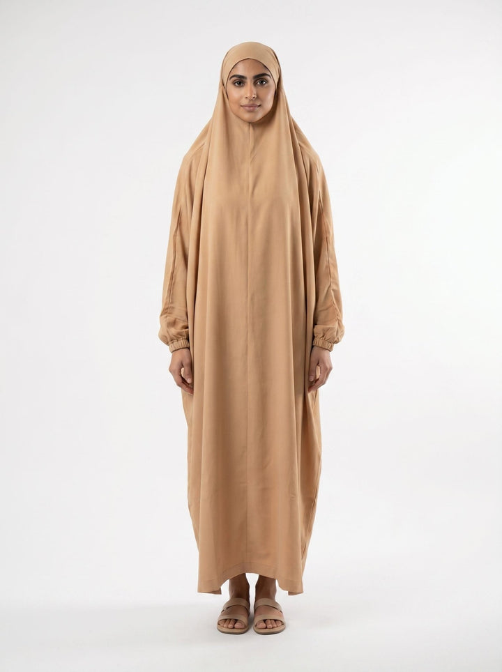 2 Piece Jilbab Set with Niqab – Caramel Gold - Abaya Elegance