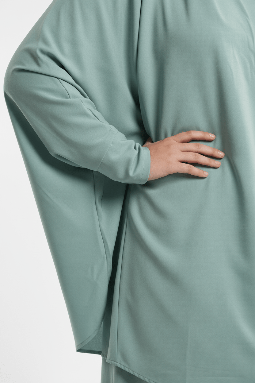3 Piece Jilbab Set with Niqab – Mint Green - Abaya Elegance