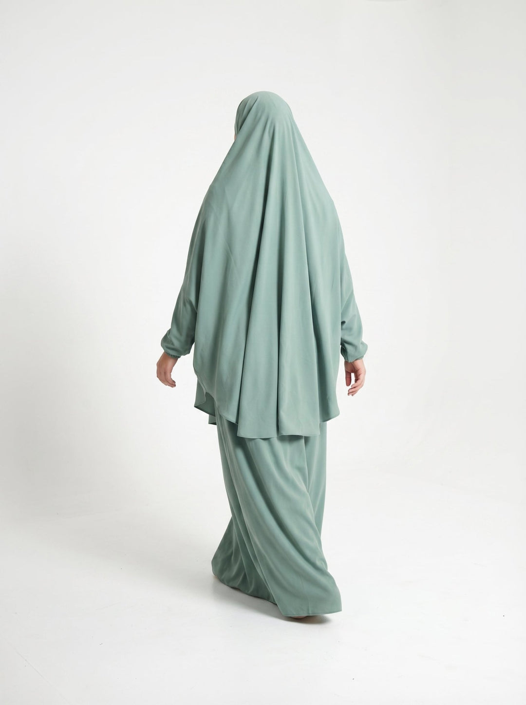 3 Piece Jilbab Set with Niqab – Mint Green - Abaya Elegance