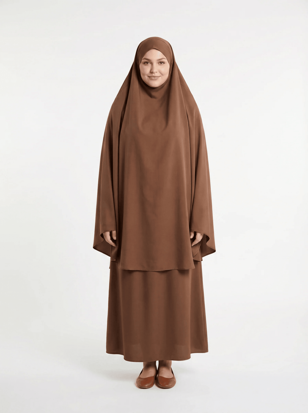 Brown 3-Piece Jilbab Set with Niqab - Elegant Modest Wear