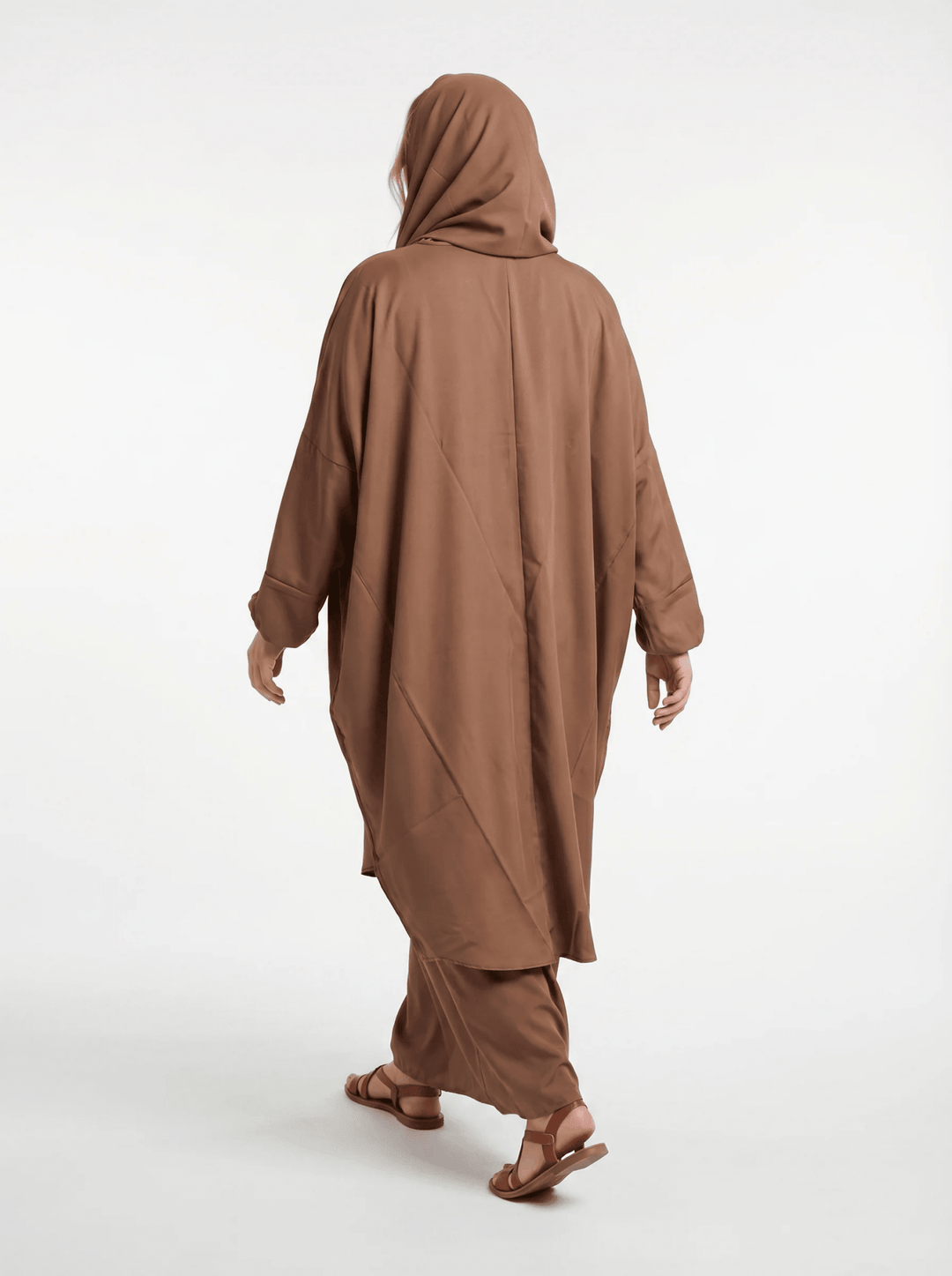 Brown 3-Piece Jilbab Set with Niqab - Elegant Modest Wear
