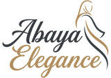 Logo of Abaya Elegance with a stylized abaya design on a black background