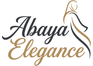 Logo of Abaya Elegance with a stylized abaya design on a black background
