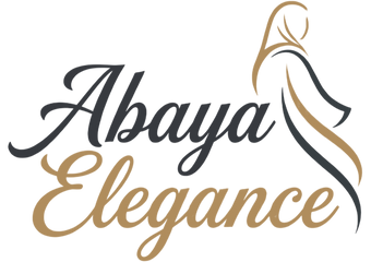 Logo of Abaya Elegance with a stylized abaya design on a black background