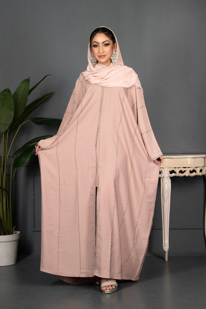 crystal Stone Detail butterfly Open Abaya for Women Abaya Elegance