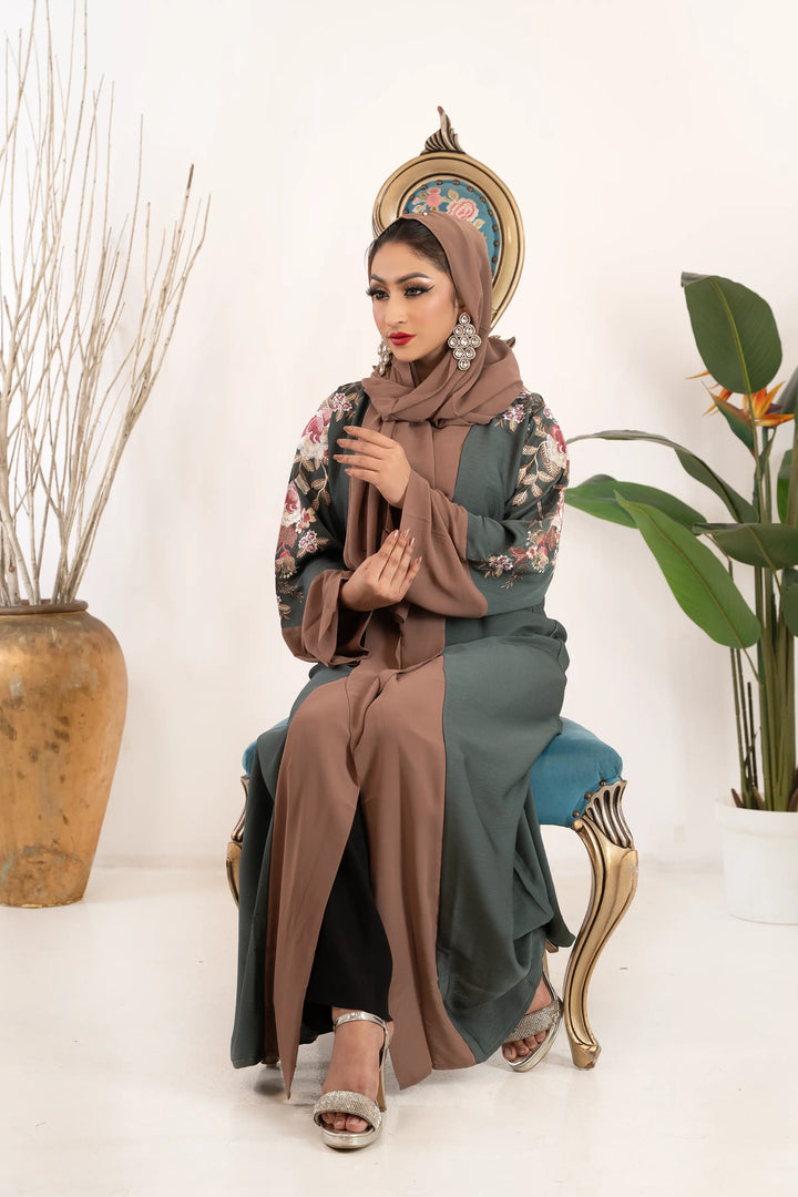 Premium floral embroidery front Open Abaya Collection for Muslim women Abaya Elegance