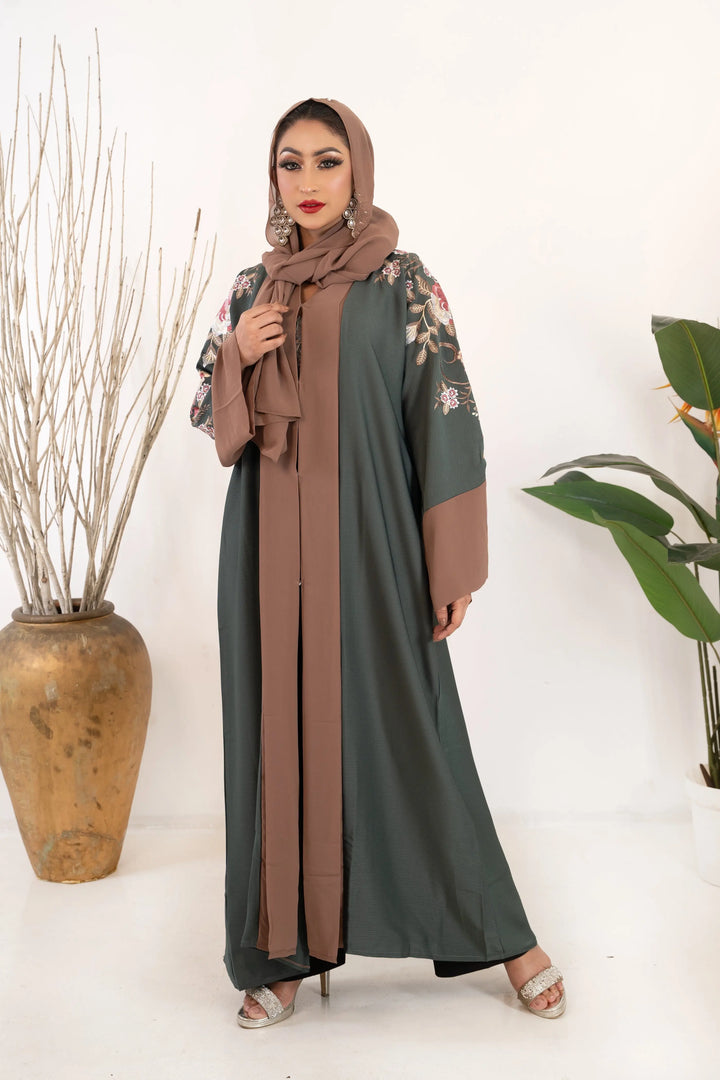 Premium floral embroidery front Open Abaya Collection for Muslim women Abaya Elegance