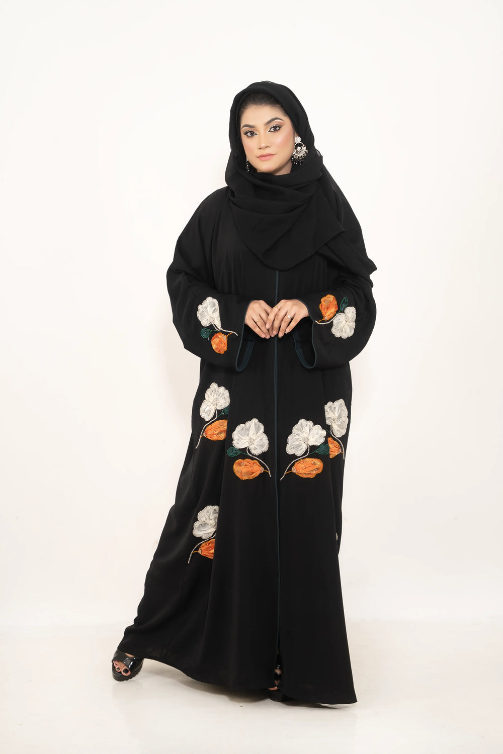 Floral Handcrafted Dubai Abaya with Elegant Handmade Details Abaya Elegance