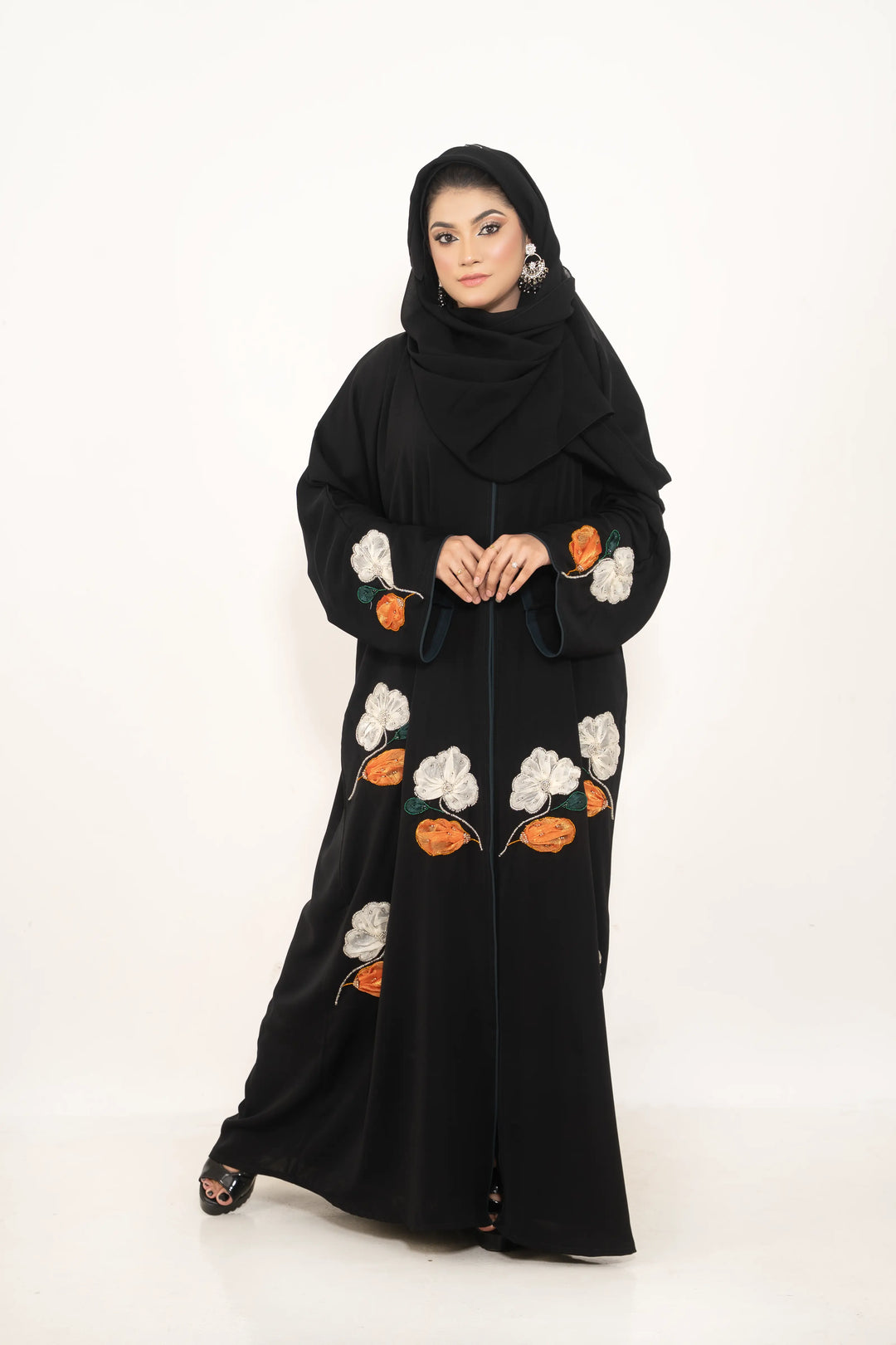 Floral Handcrafted Dubai Abaya with Elegant Handmade Details Abaya Elegance