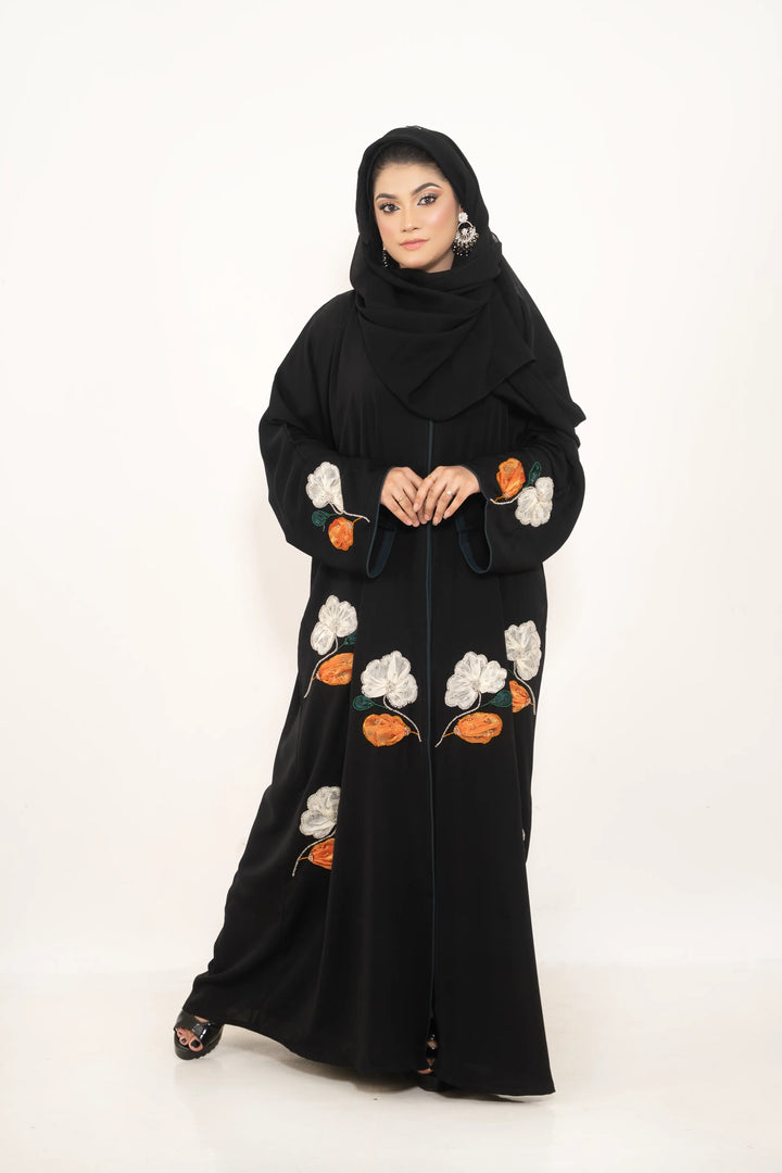 Floral Handcrafted Dubai Abaya with Elegant Handmade Details Abaya Elegance