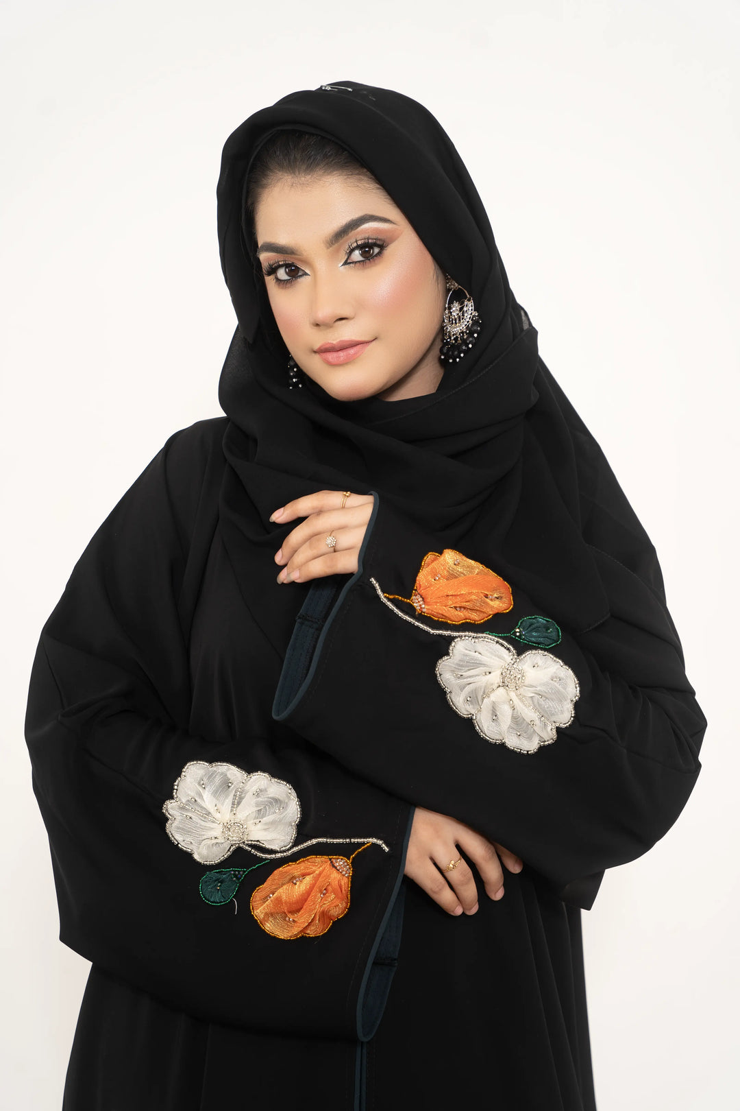 Floral Handcrafted Dubai Abaya with Elegant Handmade Details Abaya Elegance