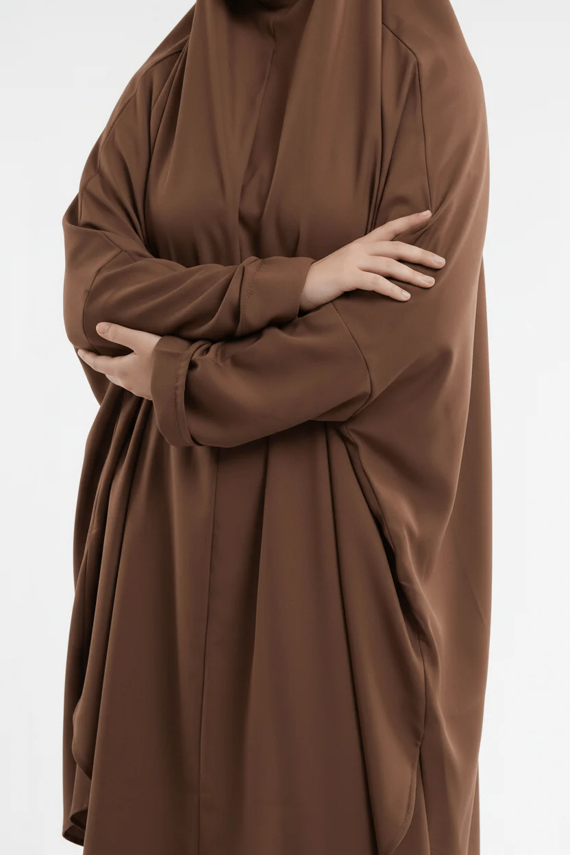 Brown 3-Piece Jilbab Set with Niqab - Elegant Modest Wear