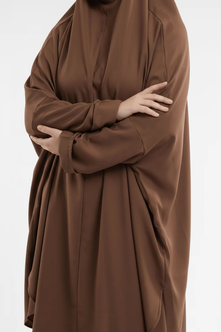 Brown 3-Piece Jilbab Set with Niqab - Elegant Modest Wear
