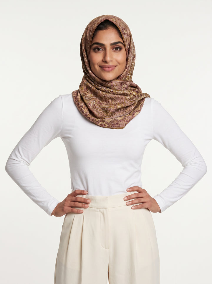 Luxury Paisley Embellished  Shawl – Antique Gold