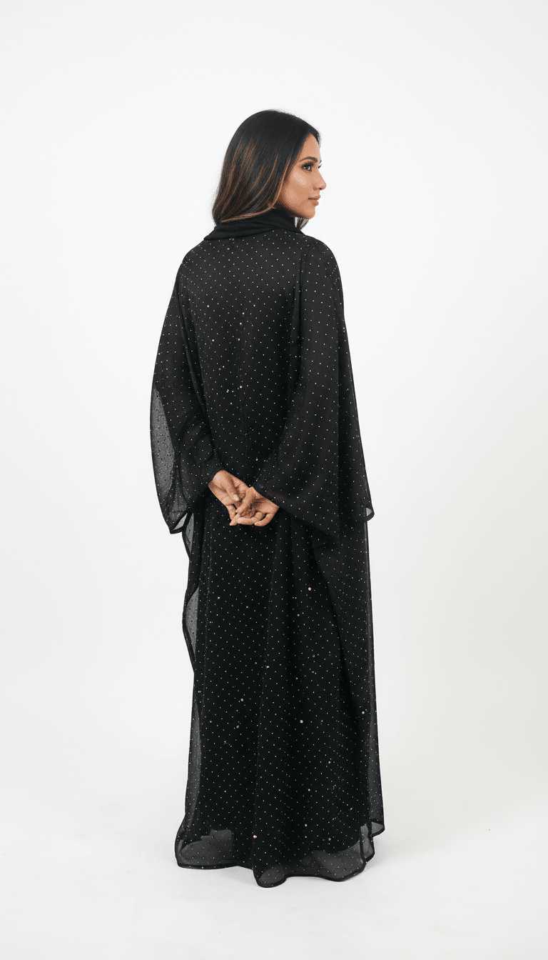 Black Butterfly Abaya with Pearl Detailing - Abaya Elegance