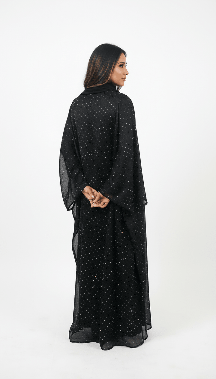 Black Butterfly Abaya with Pearl Detailing - Abaya Elegance