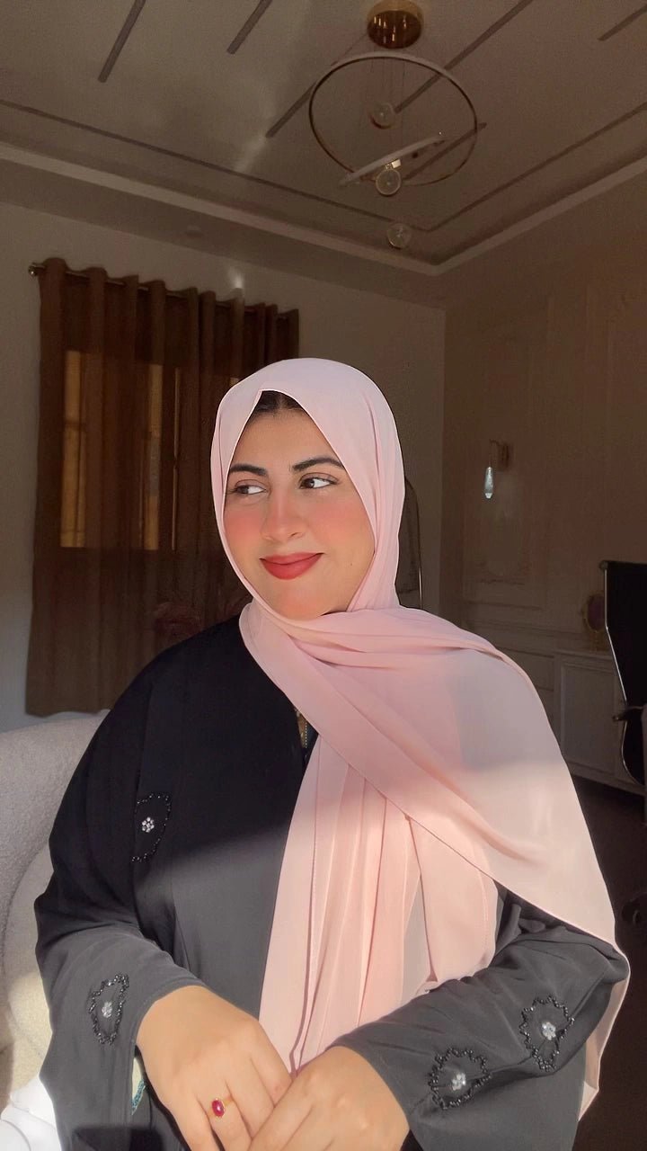 Blush Pink Chiffon Hijab - Abaya Elegance