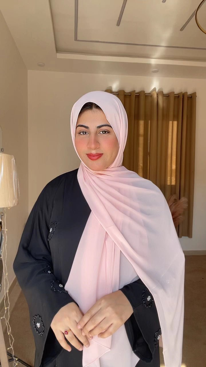 Blush Pink Chiffon Hijab - Abaya Elegance