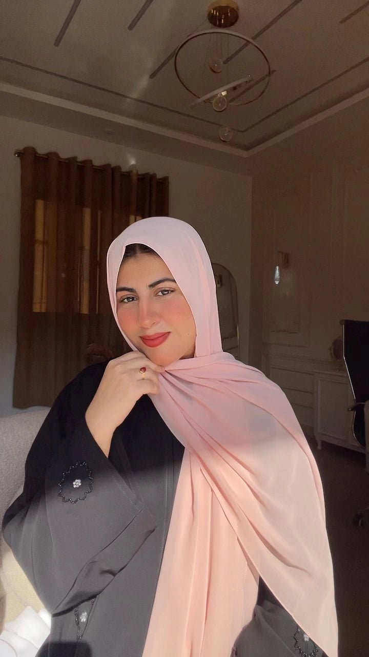 Blush Pink Chiffon Hijab - Abaya Elegance