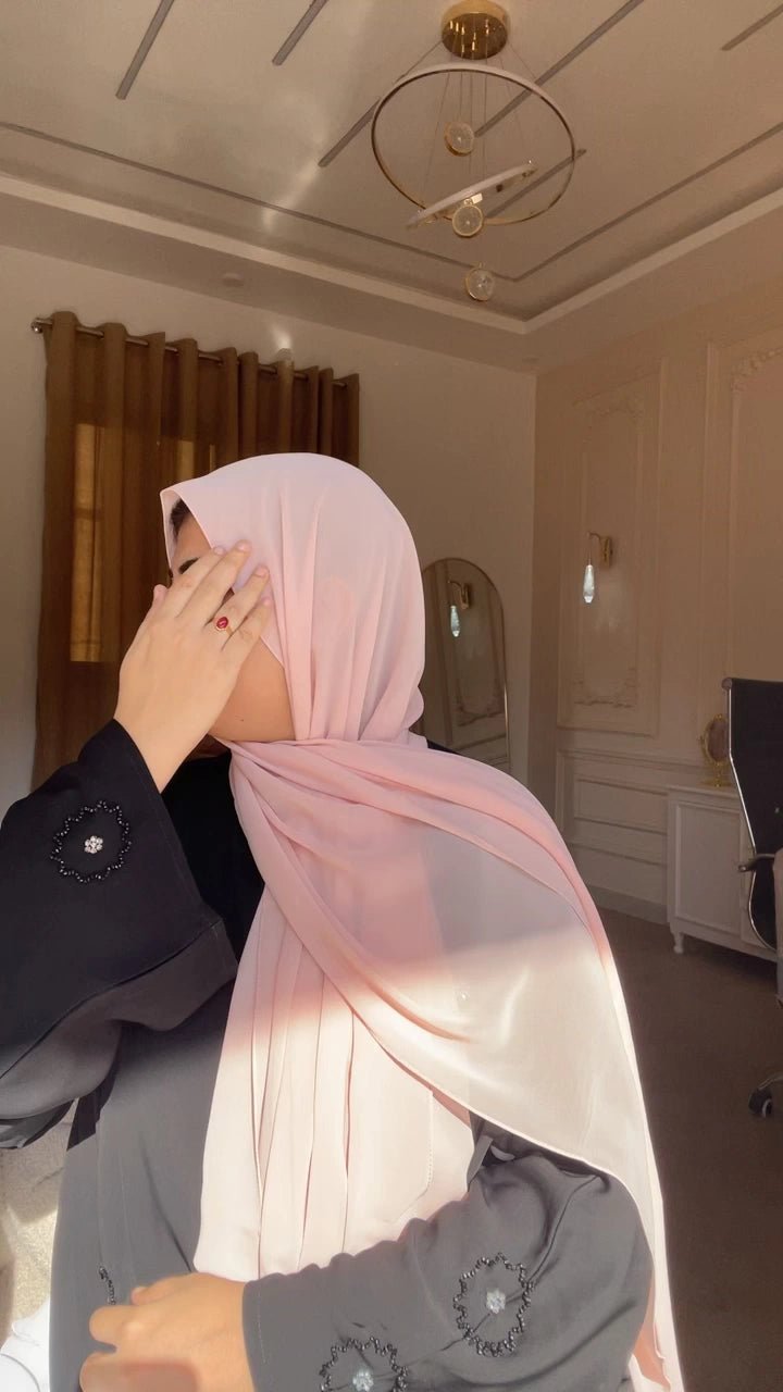 Blush Pink Chiffon Hijab - Abaya Elegance