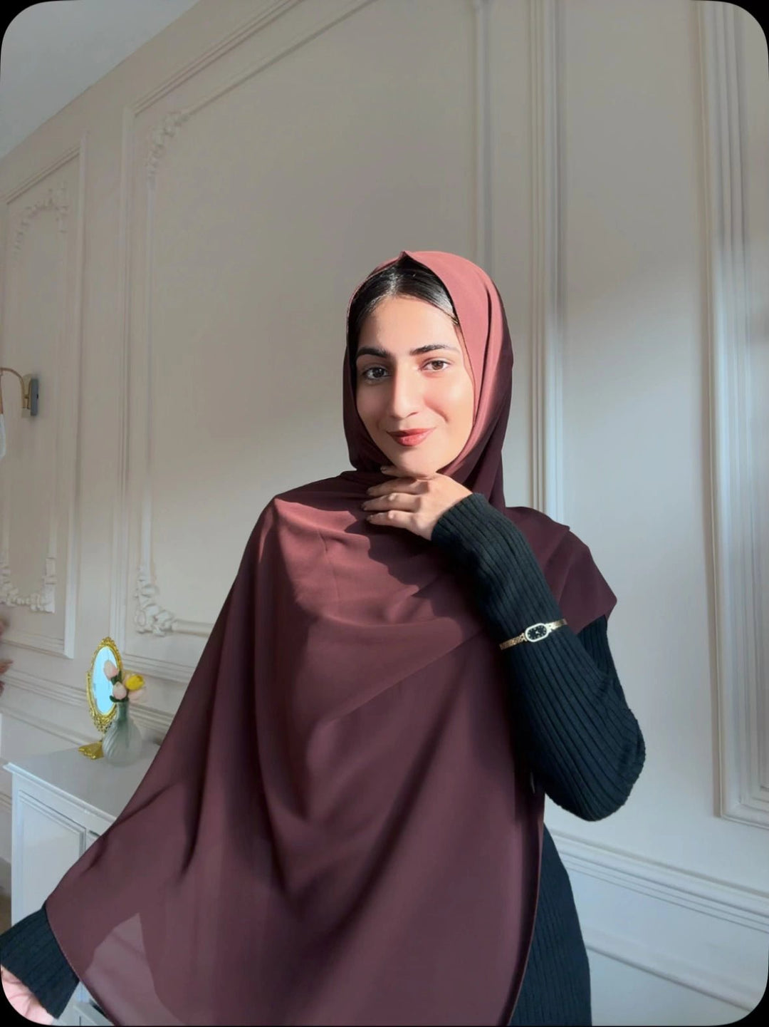 Chocolate Brown Chiffon Hijab - Abaya Elegance