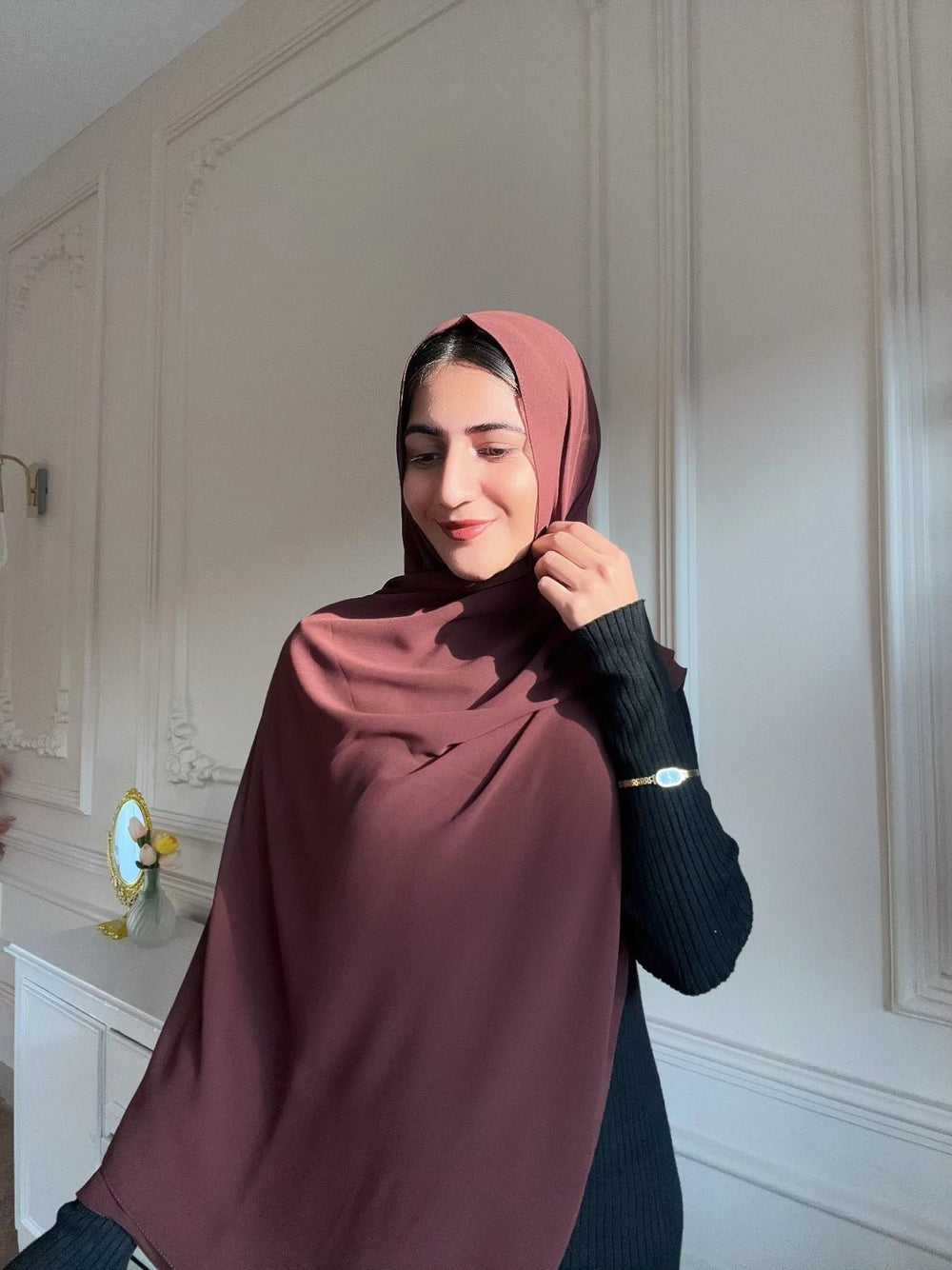 Chocolate Brown Chiffon Hijab - Abaya Elegance