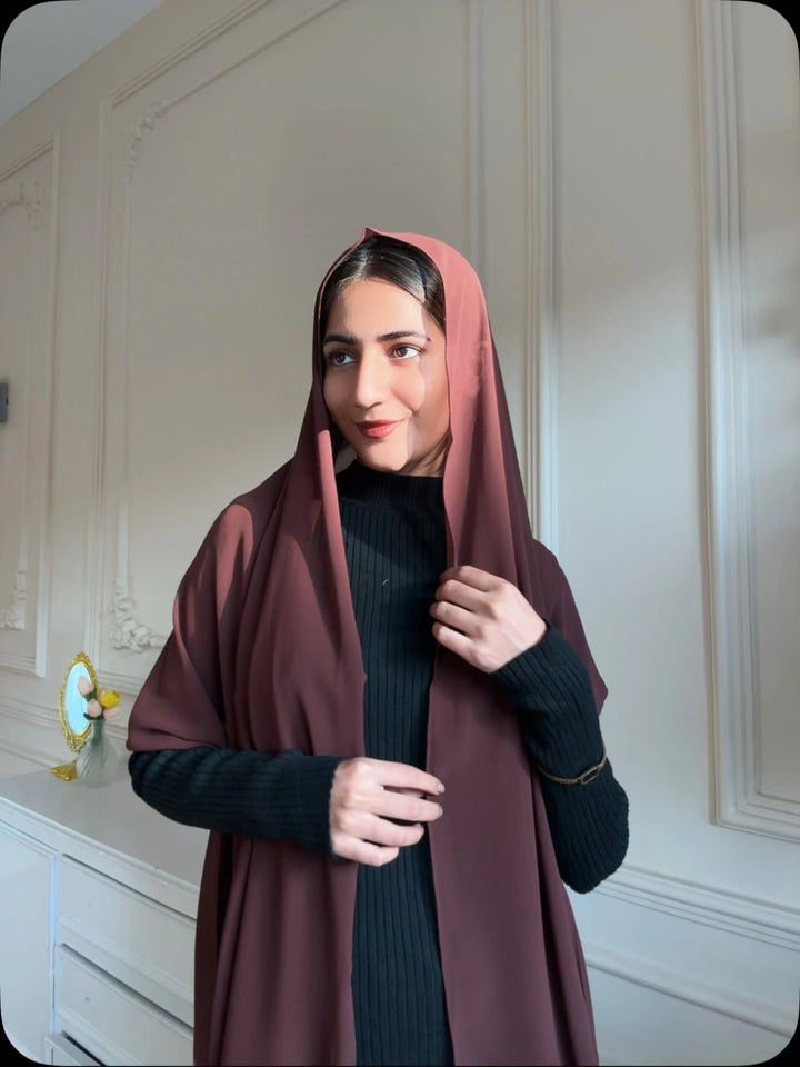 Chocolate Brown Chiffon Hijab - Abaya Elegance