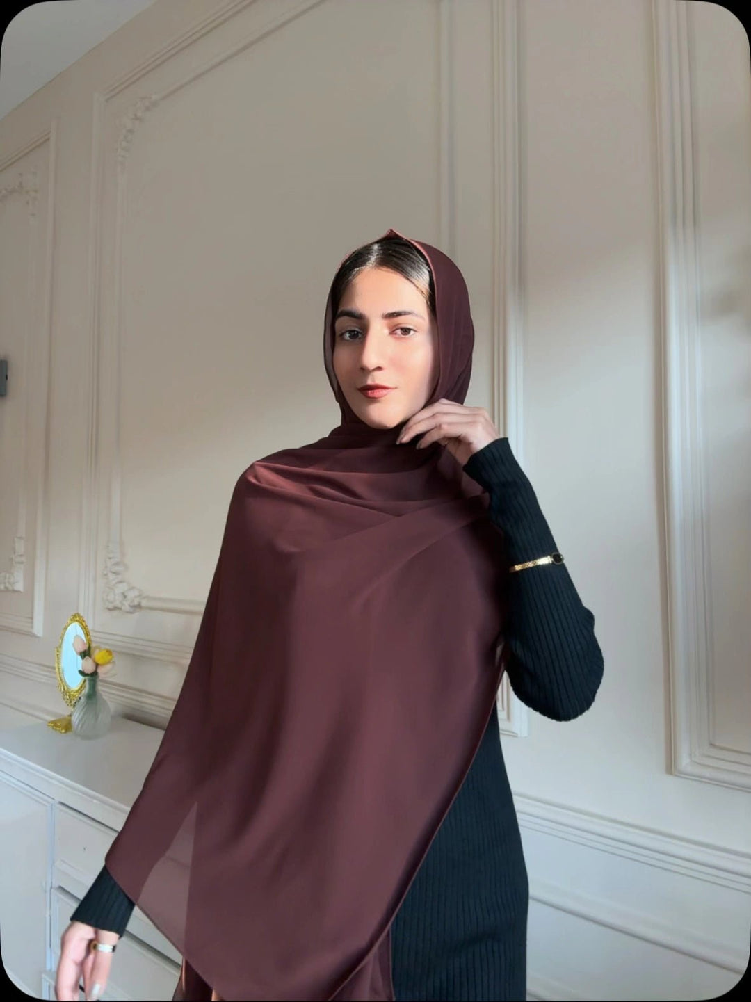 Chocolate Brown Chiffon Hijab - Abaya Elegance