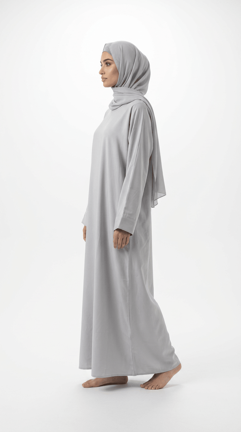Classic Grey Daily Abaya with Pocket and Belt - Abaya Elegance
