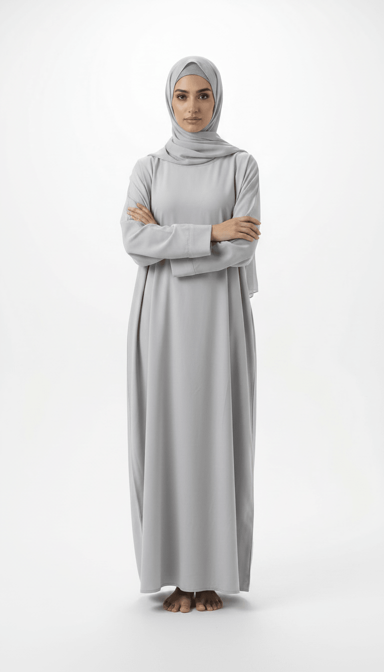 Classic Grey Daily Abaya with Pocket and Belt Large (56)