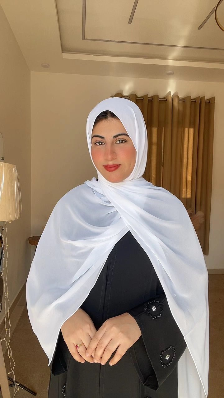Classic White Chiffon Hijab - Abaya Elegance