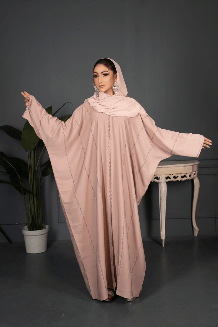 crystal Stone Detail butterfly Open Abaya for Women - Abaya Elegance