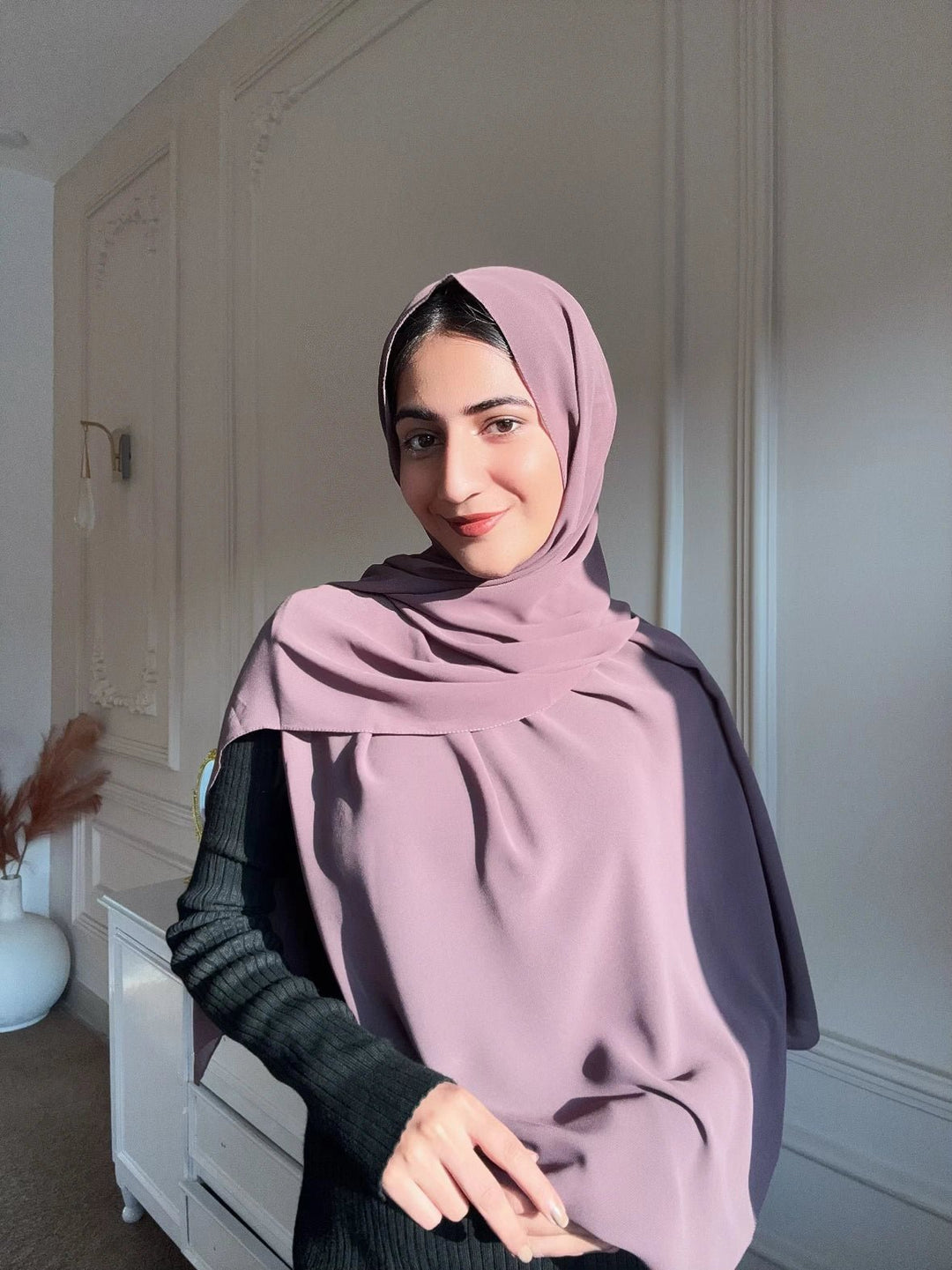 Dusty Mauve Chiffon Hijab - Abaya Elegance