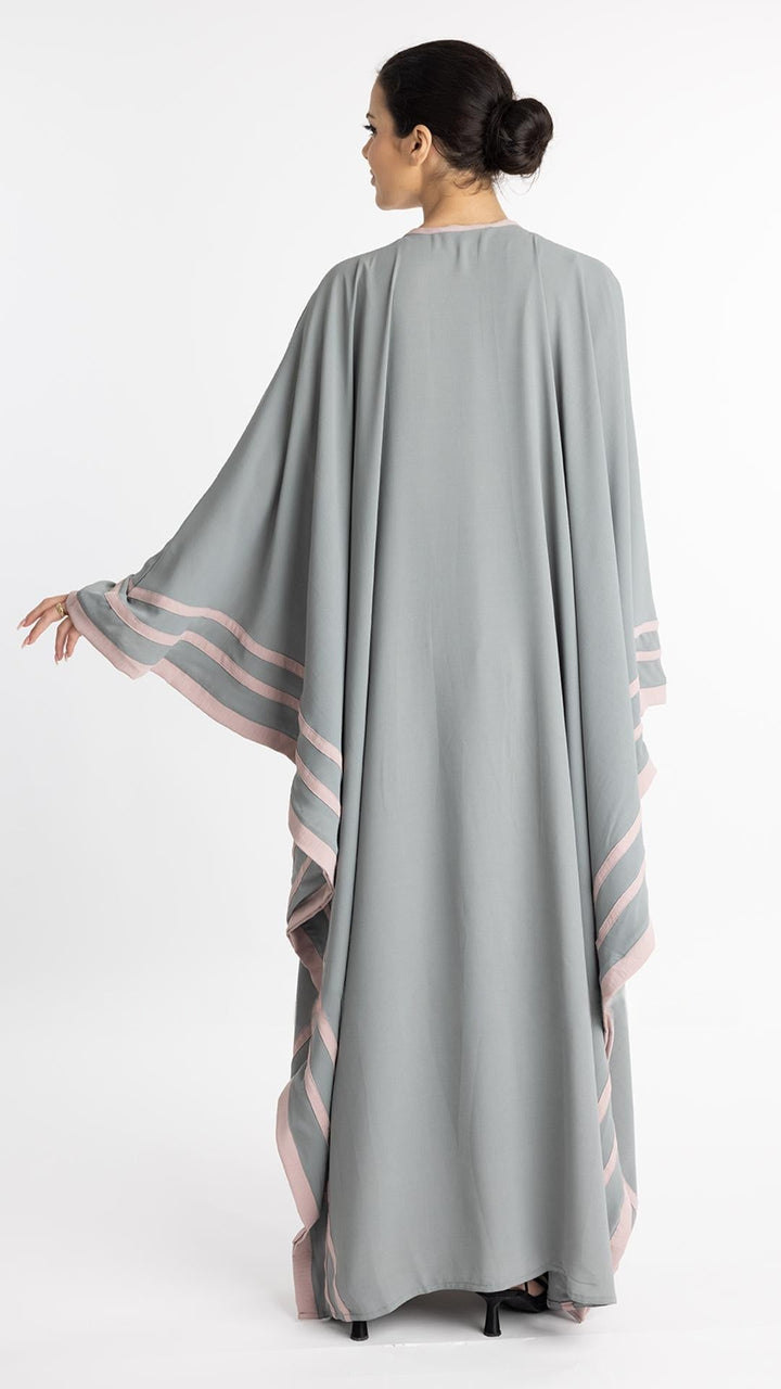 Elegant Chrome Grey Kaftan Abaya - Abaya Elegance
