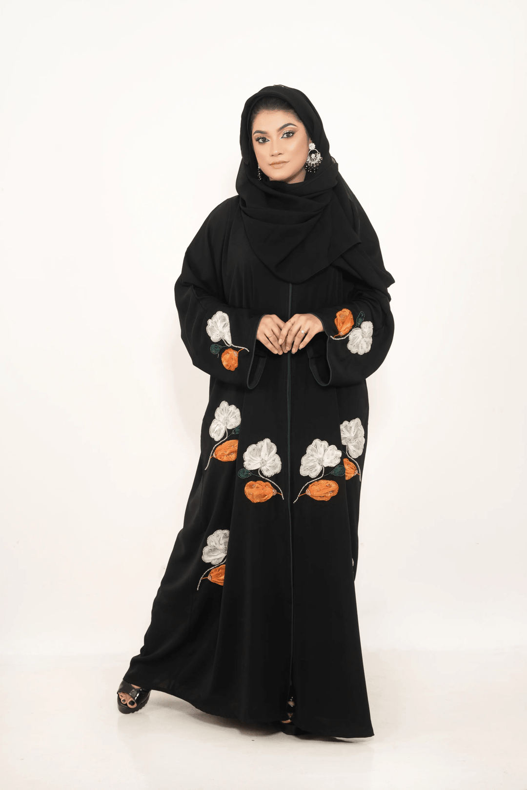 Floral Handcrafted Dubai Abaya with Elegant Handmade Details - Abaya Elegance
