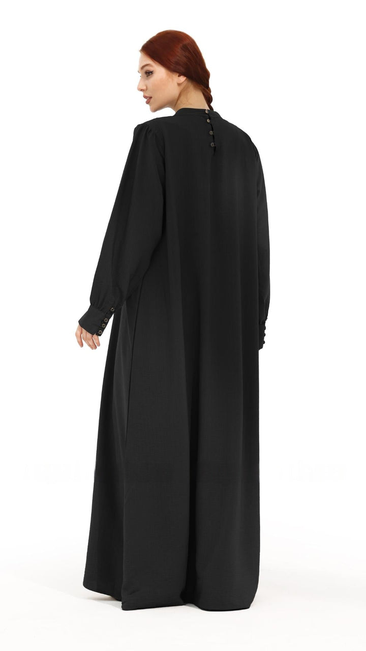 Gorgeous Abaya with Show Buttons in Black - Abaya Elegance