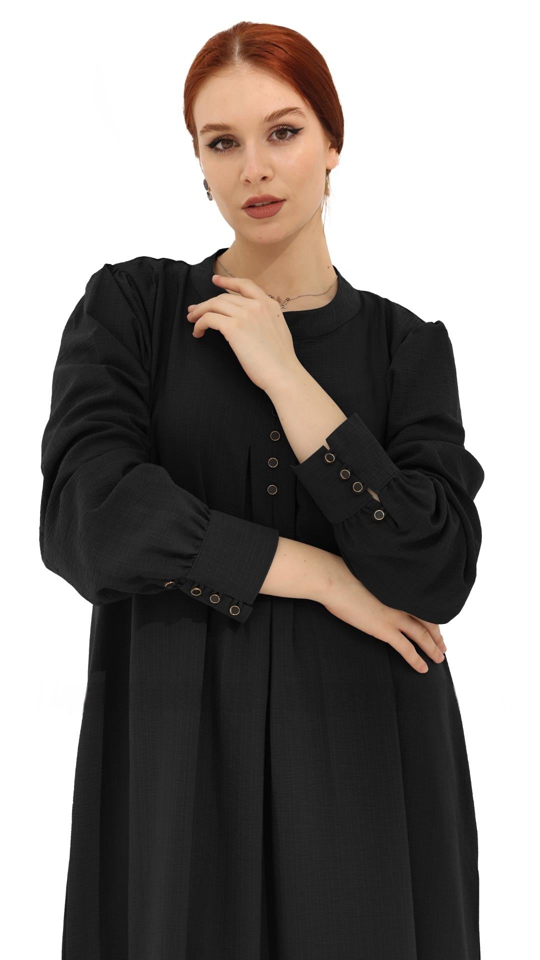 Gorgeous Abaya with Show Buttons in Black - Abaya Elegance