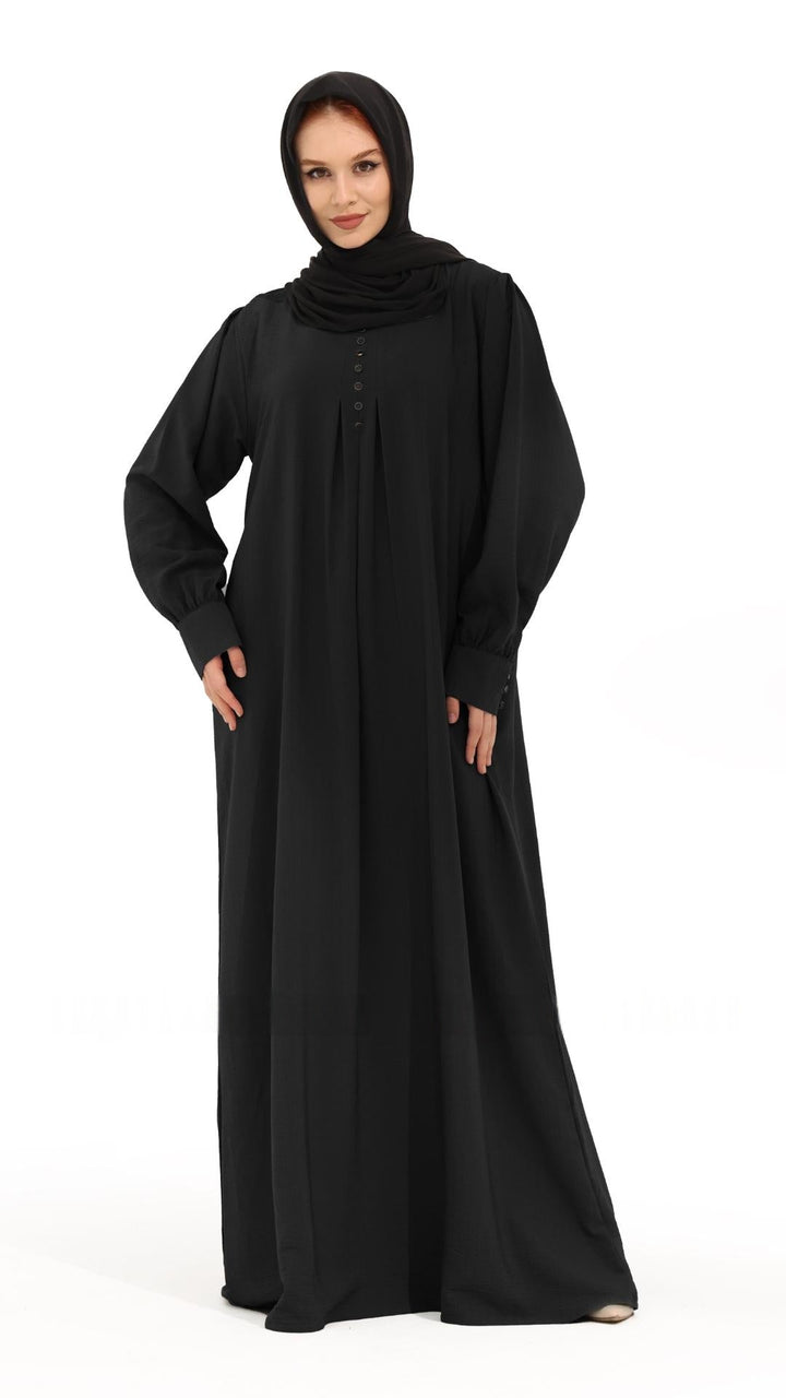 Gorgeous Abaya with Show Buttons in Black - Abaya Elegance