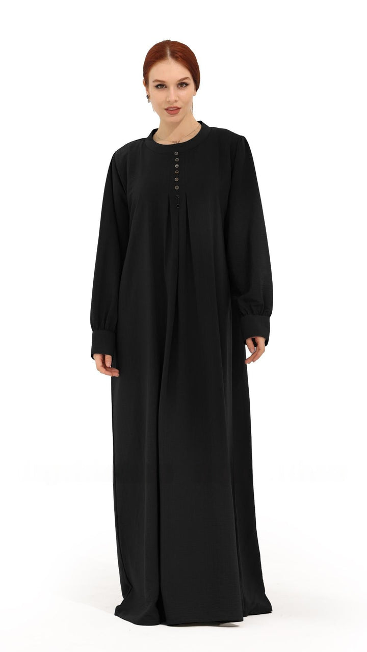Gorgeous Abaya with Show Buttons in Black - Abaya Elegance