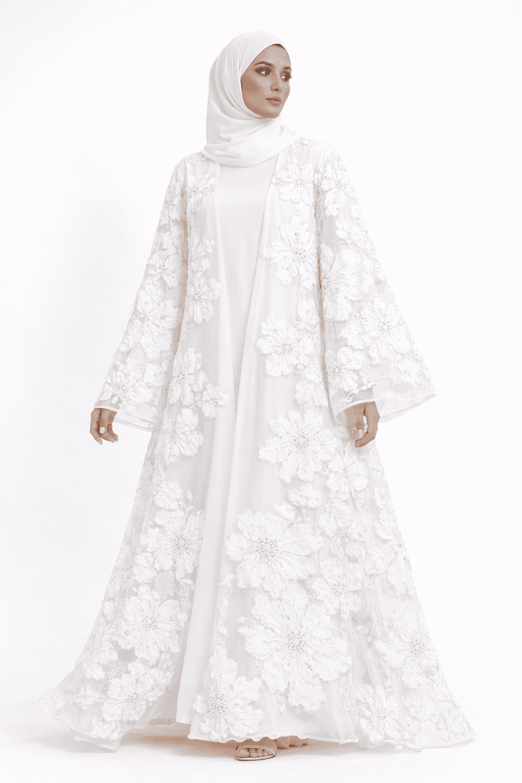 Ivory Bloom Essence Abaya - Abaya Elegance