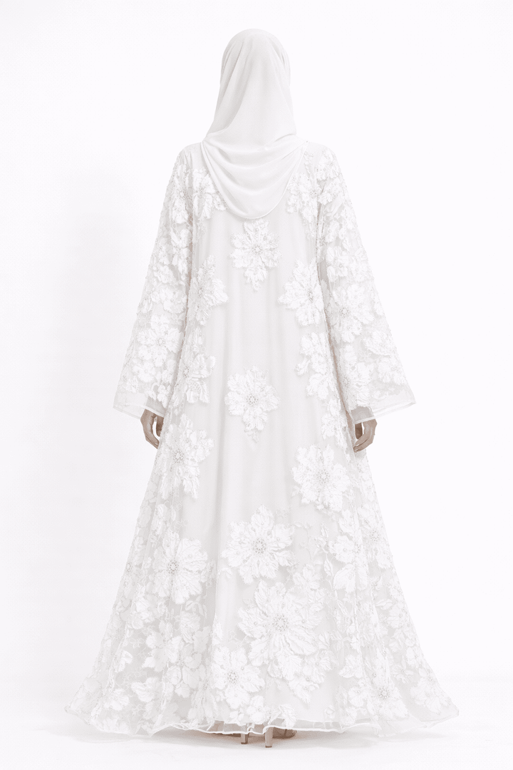 Ivory Bloom Essence Abaya - Abaya Elegance