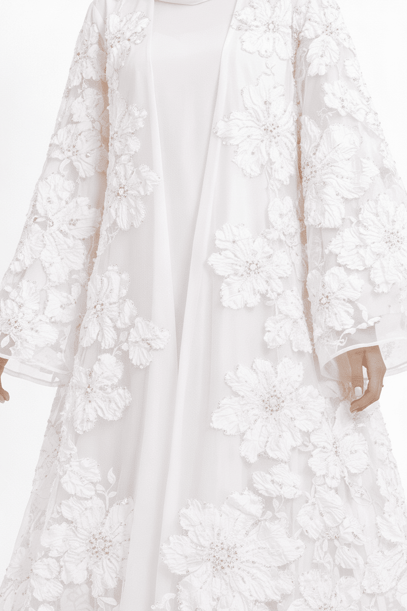 Ivory Bloom Essence Abaya - Abaya Elegance