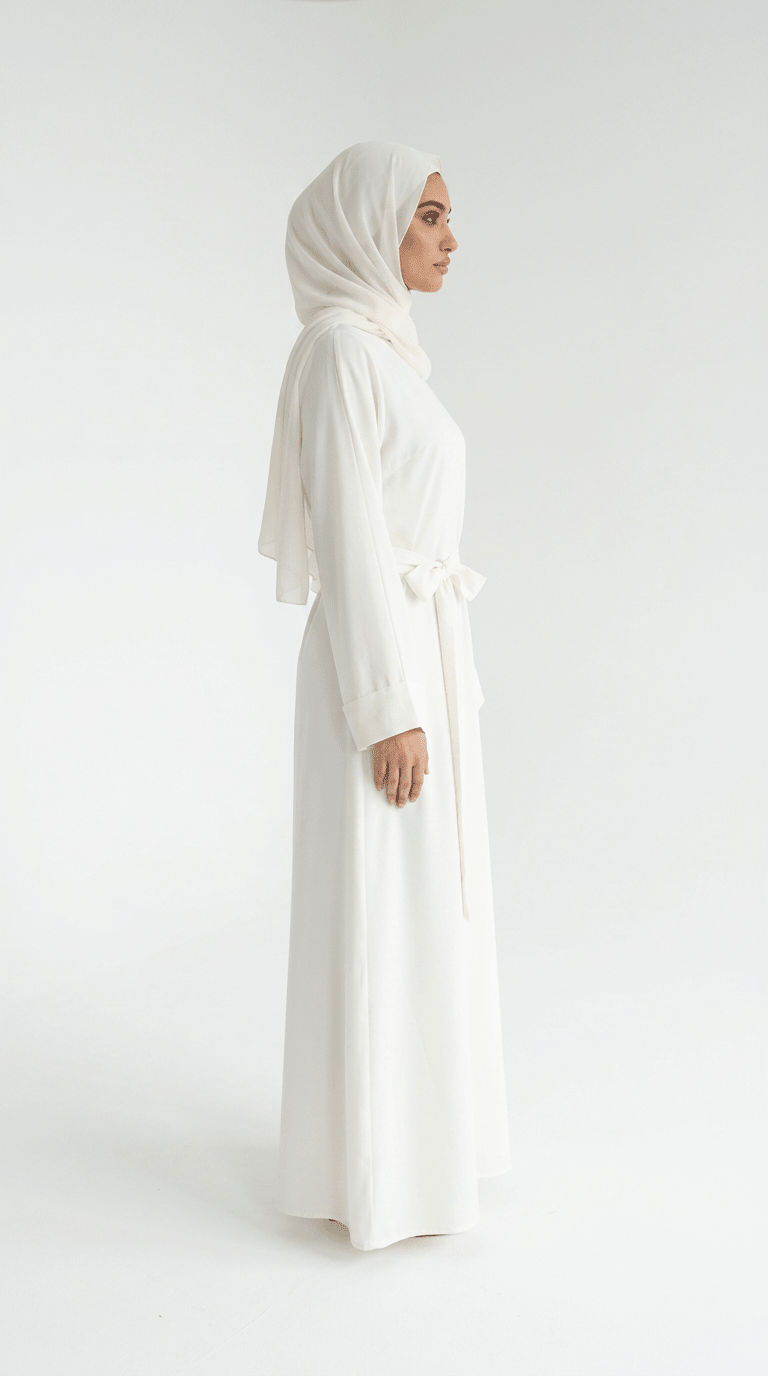 Ivory Grace Daily Abaya With Pocket And Belt - Abaya Elegance