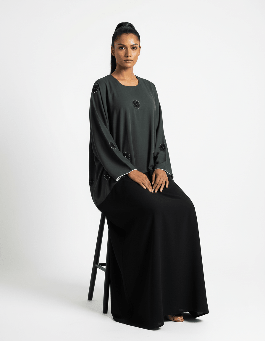 Kaftan with Crystal Work on the Front