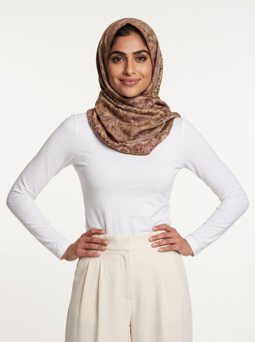 Luxury Paisley Embellished Shawl – Antique Gold - Abaya Elegance