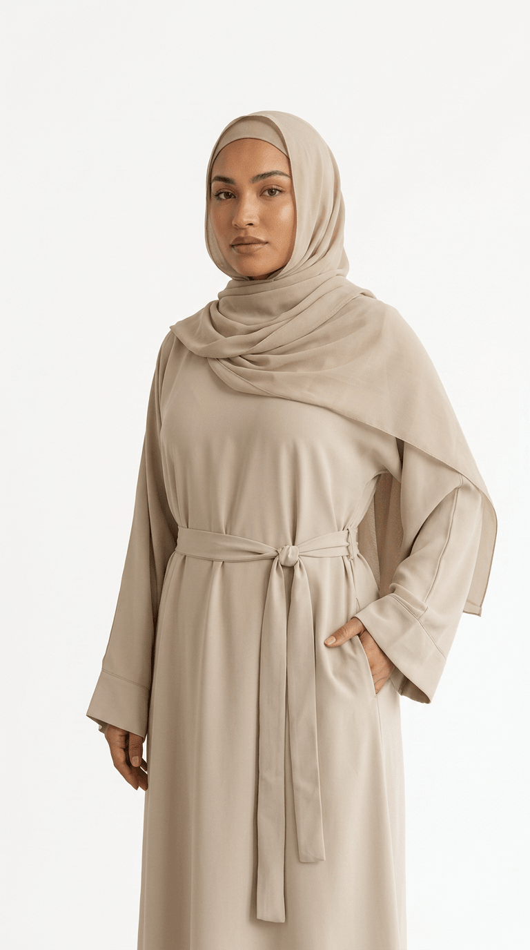 Minimal Luxe Daily Abaya With Belt and Pocket - Abaya Elegance