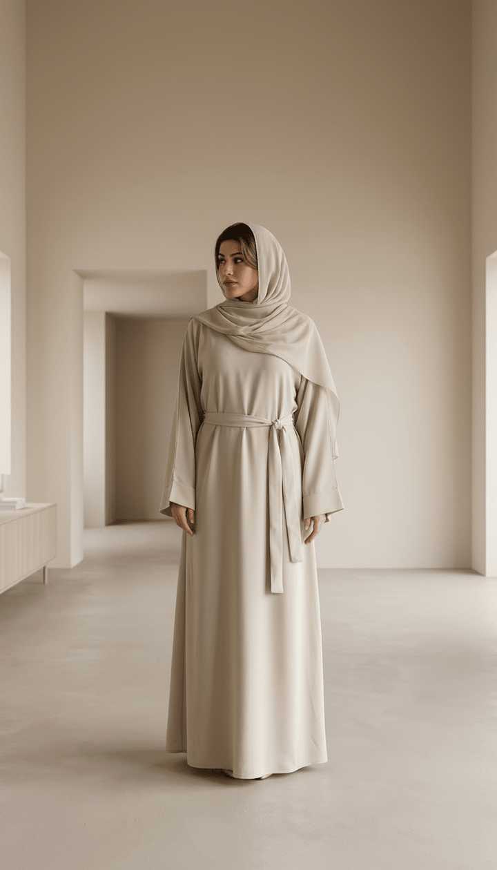 Minimal Luxe Daily Abaya With Belt and Pocket - Abaya Elegance