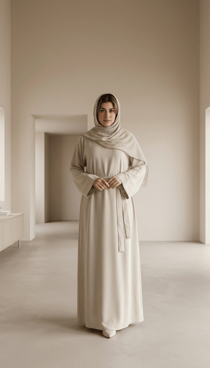 Minimal Luxe Daily Abaya With Belt and Pocket - Abaya Elegance