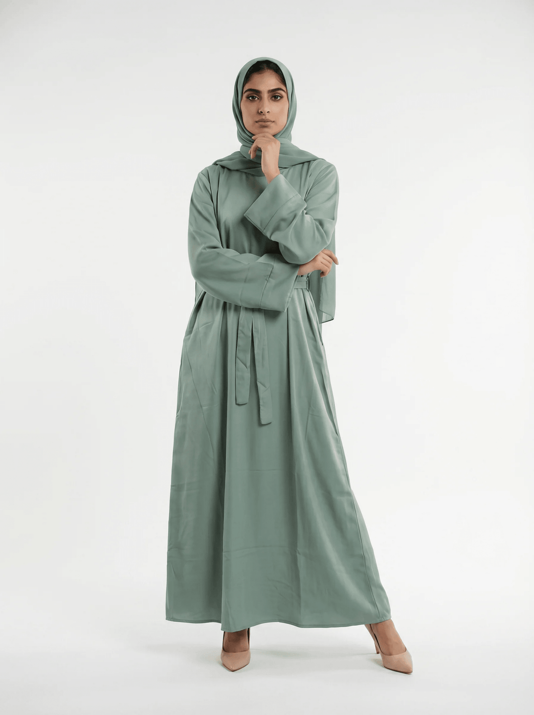 Mint Belted Flow Abaya 3 pcs Medium (54) Mint Belted Flow Abaya 3 pcs Medium (54)